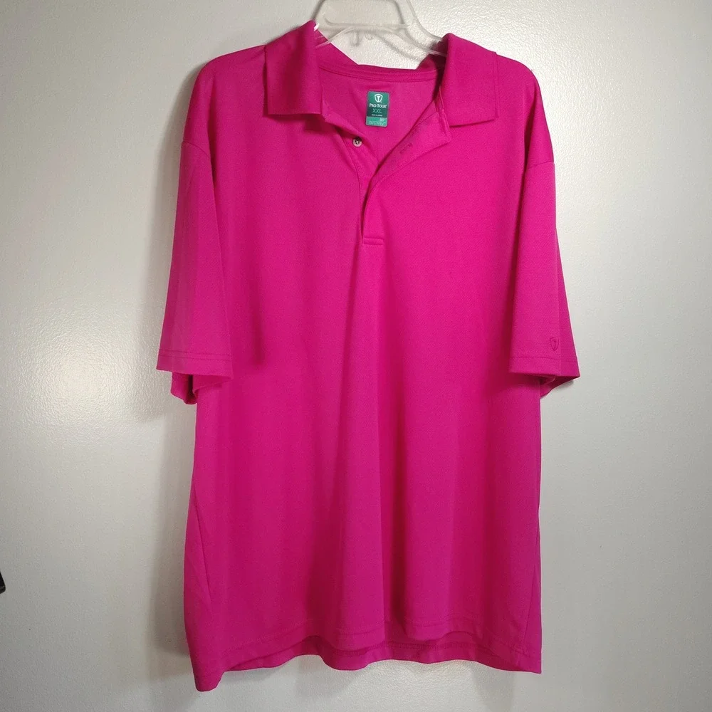 Pro Tour Airplay Golf Polo Shirt Mens‎ XXL Extra Extra Large Pink Quick Dry